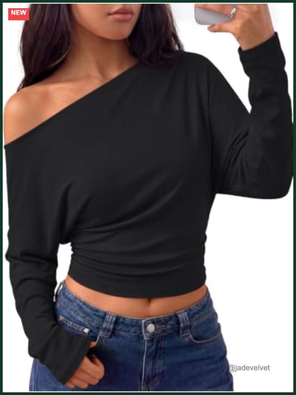 Women's Off Shoulder Long Sleeve Ruched Waist Tops 92% Rayon 8% Spandex